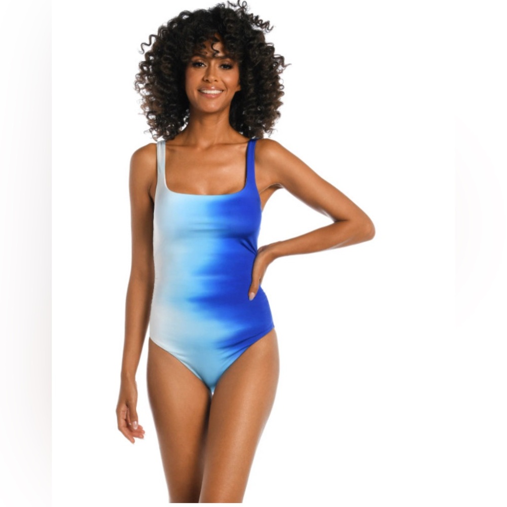 $120 La Blanca Ocean Oasis Saphirre Blue Lingerie Tank One Piece Swimsuit Sz 4